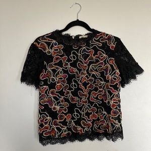 Lace embroidered Top- Zara Trafaluc-Blouse _Semi Formal